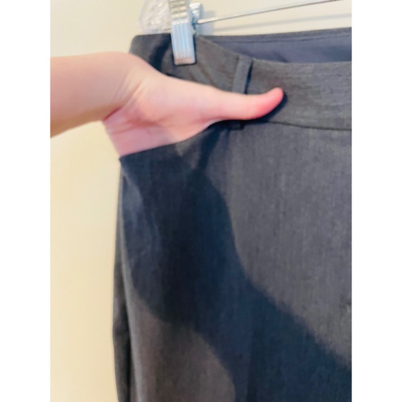 EXPRESS Editor Stretch Mid Rise Flare Trouser Pants Size 12L Gray Office Career - Picture 5 of 9